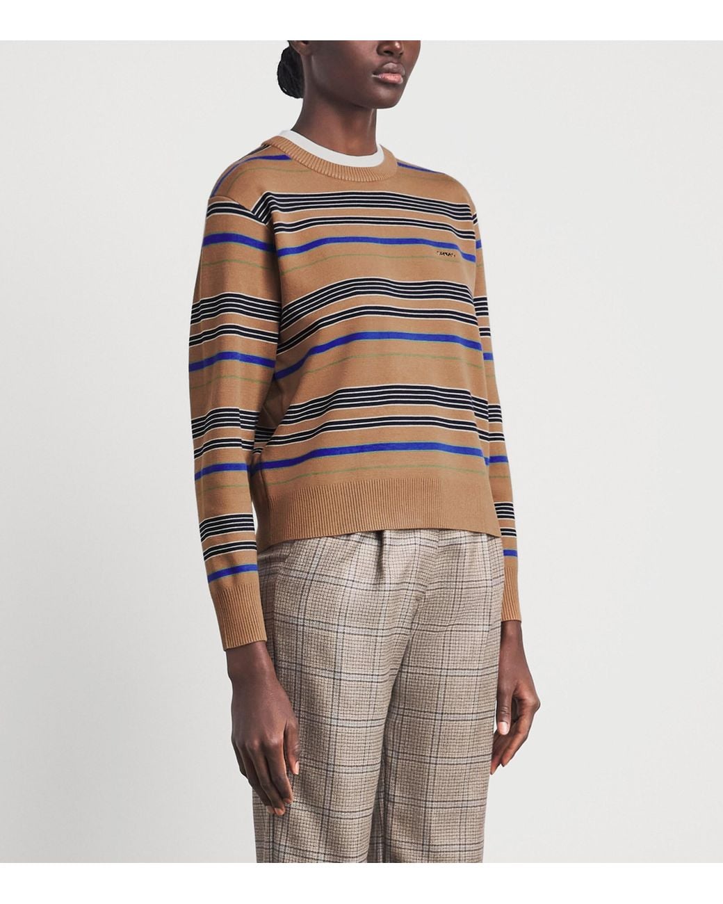 Sandro Brown Layered-Effect Stripe Sweater