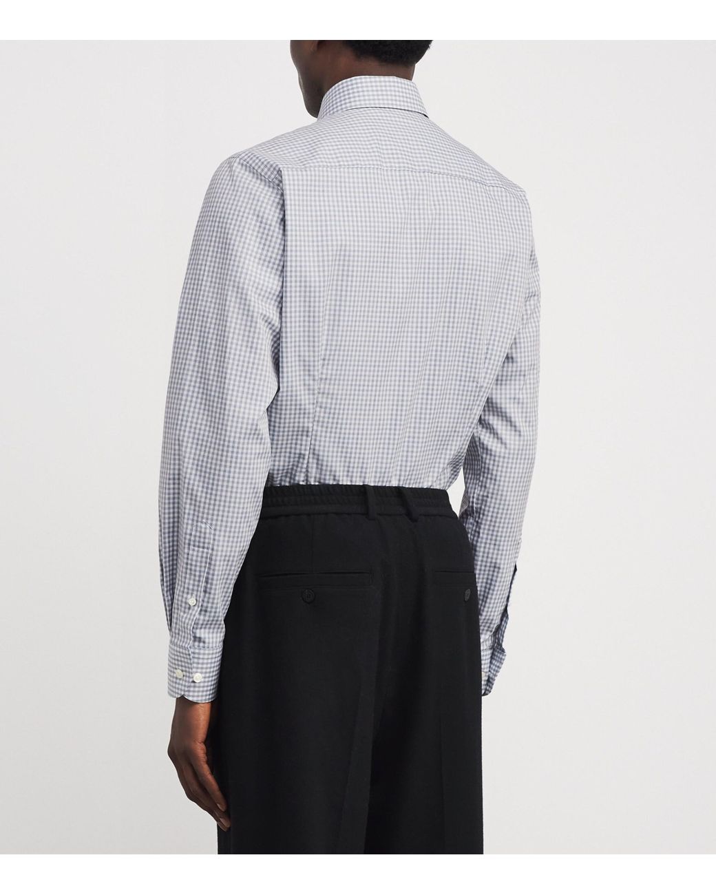 Eton of Sweden Gray Cotton Twill Melange Check Shirt for men