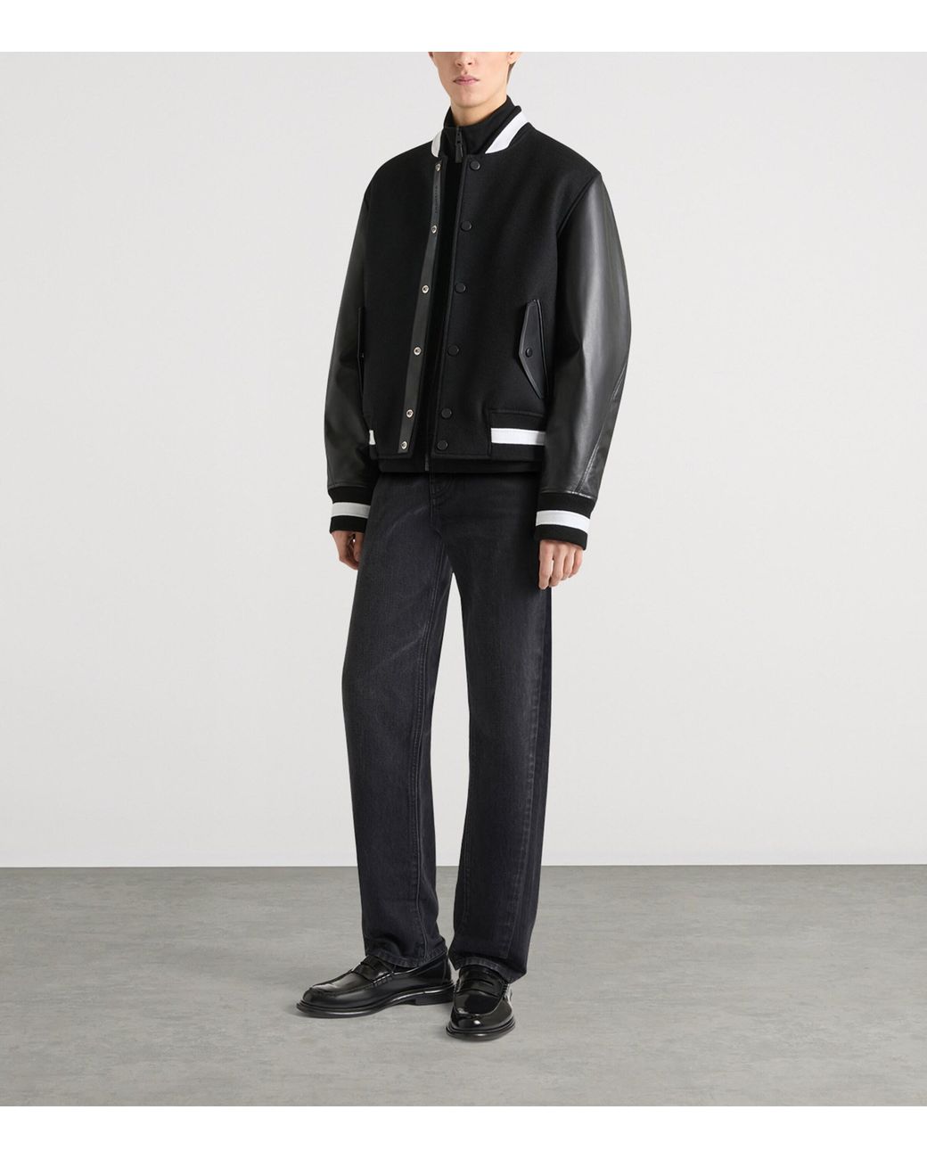Givenchy Black Wool-Leather Bomber Jacket for men