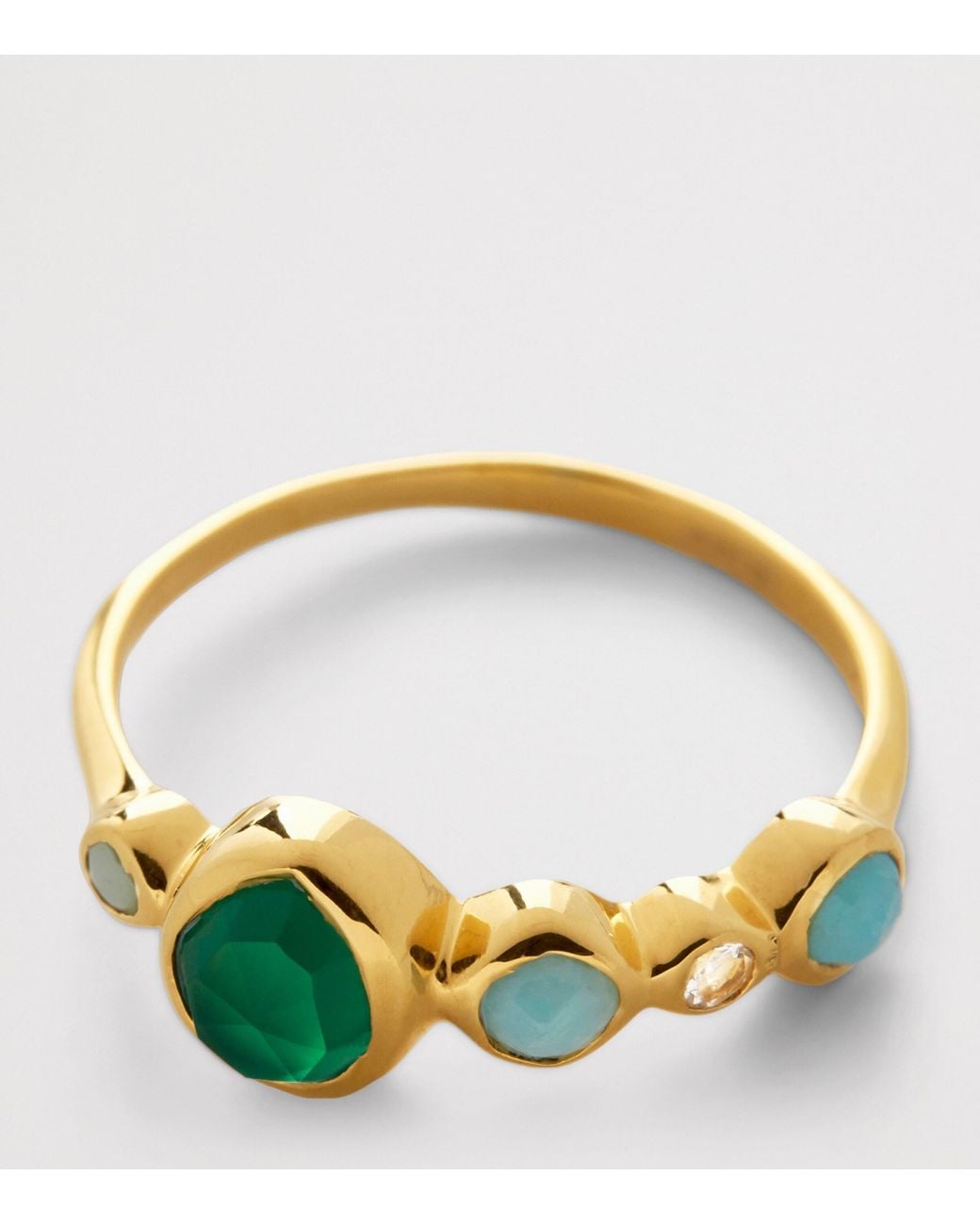 Monica Vinader Green Vermeil And Gemstone Mv Siren Bezel Ring