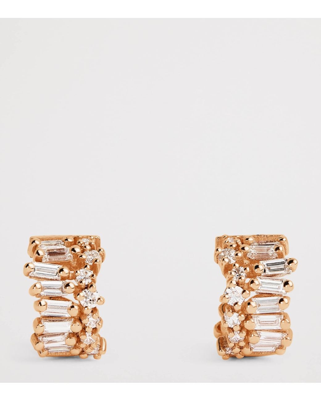 Suzanne Kalan Natural And Diamond Short Stack Hoop Earrings