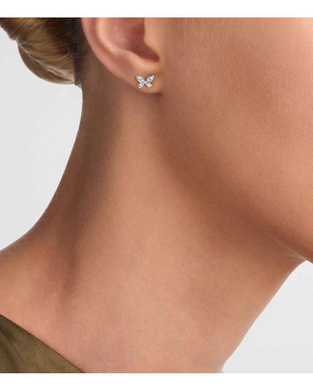 Graff White And Diamond Butterfly Stud Earrings