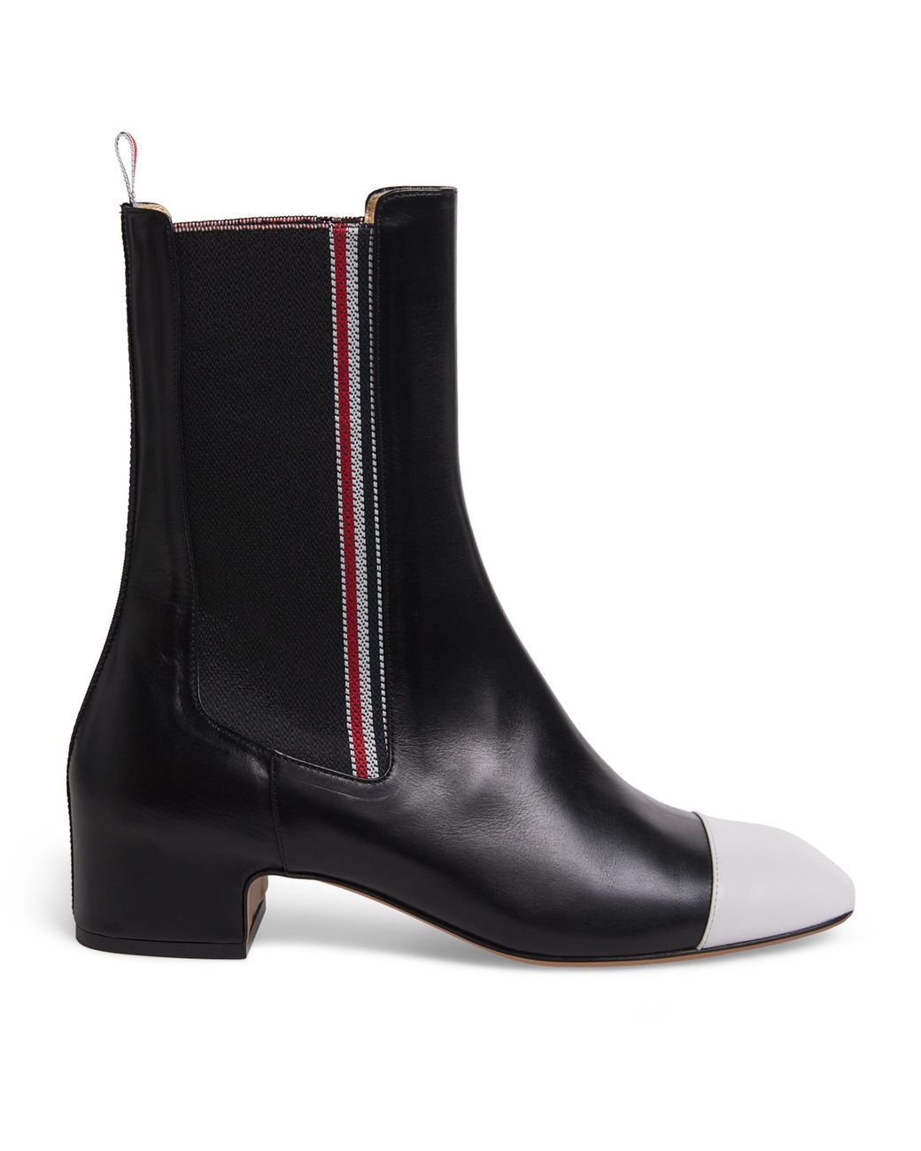 Thom Browne Black Leather Mid-Calf Chelsea Boots 40