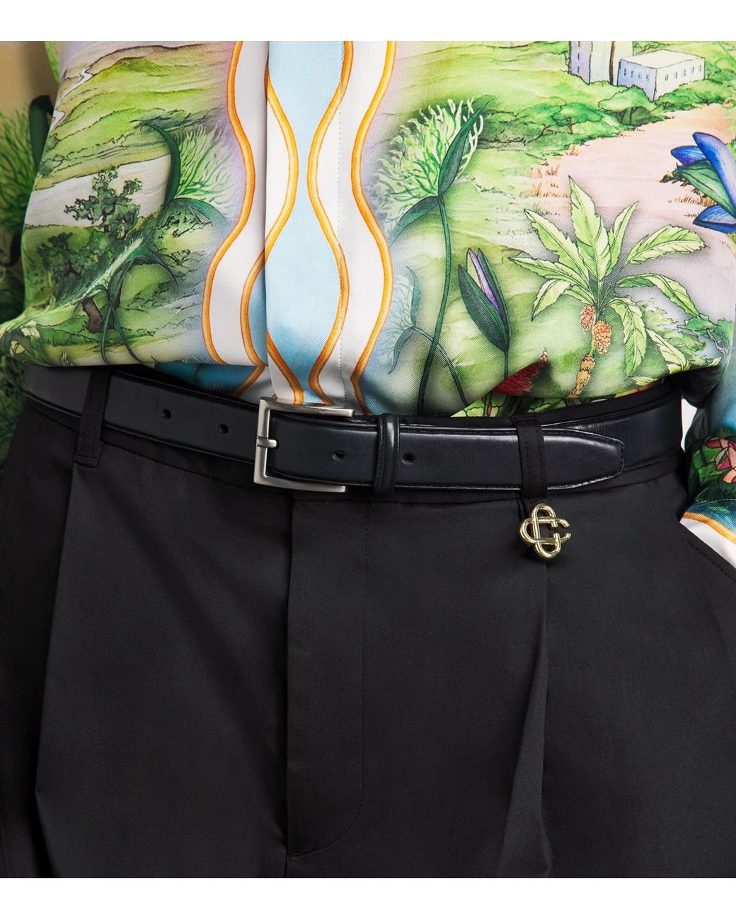 Casablanca Black Pleated Straight Trousers for men