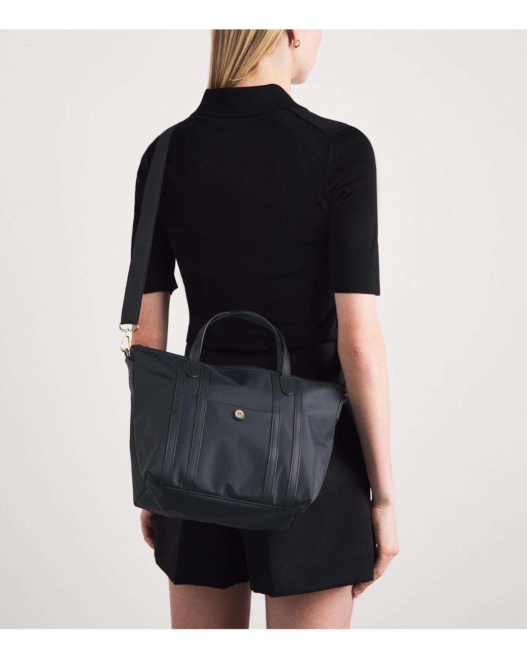 Harrods Black Grab Nylon Jetsetter Tote Bag