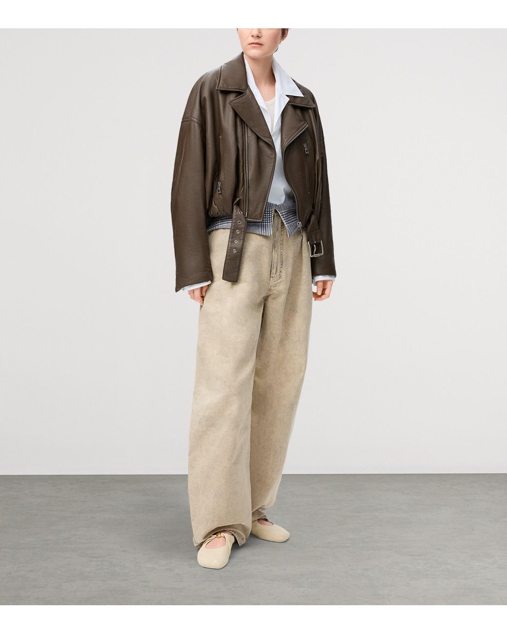 Loewe Brown Nappa Lambskin Biker Jacket