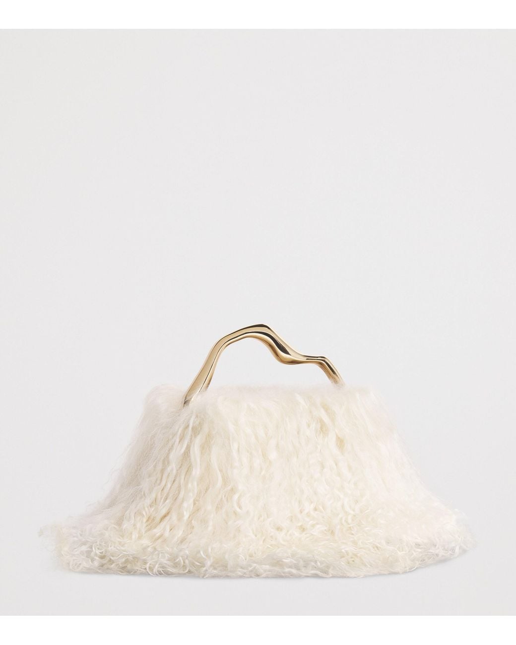 Cult Gaia Natural Mini Shearling Solene Top-Handle Bag