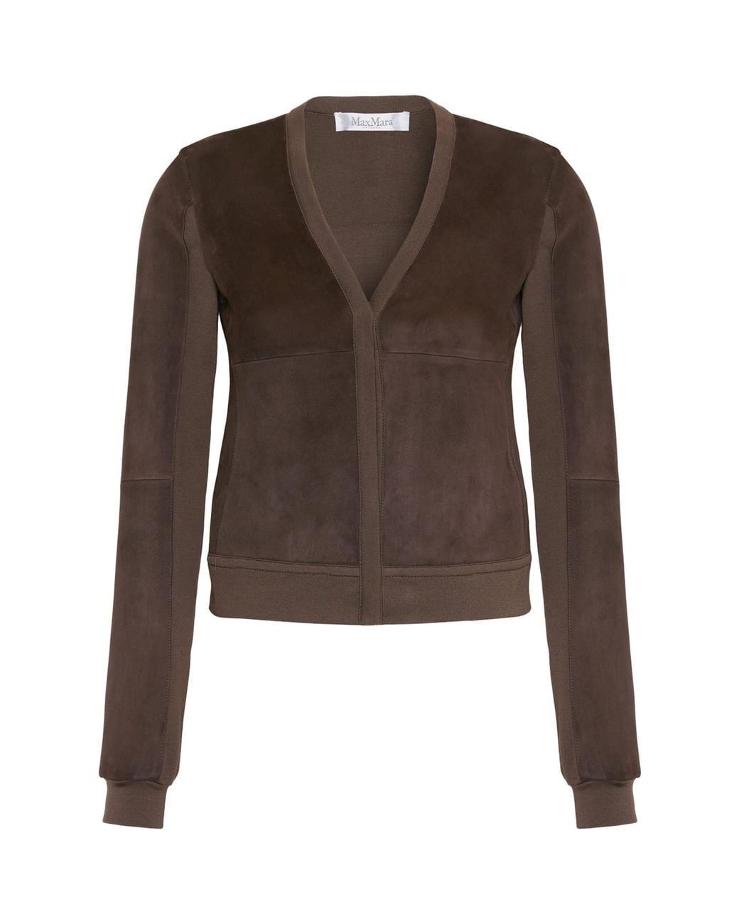 Max Mara Brown Suede V-Neck Jacket