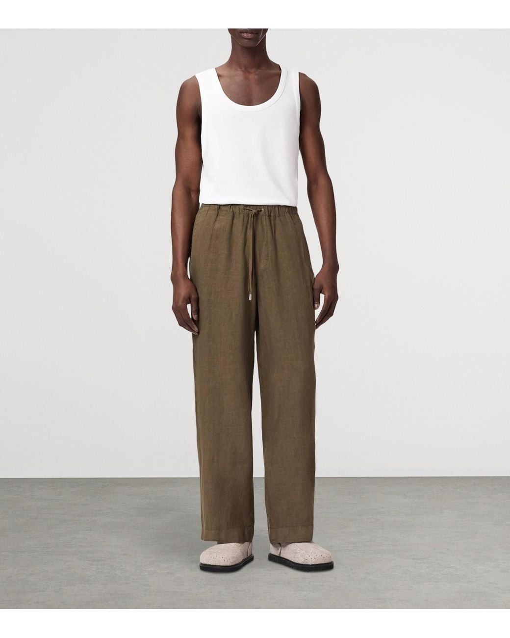 AllSaints Green Sharp Straight Trousers for men