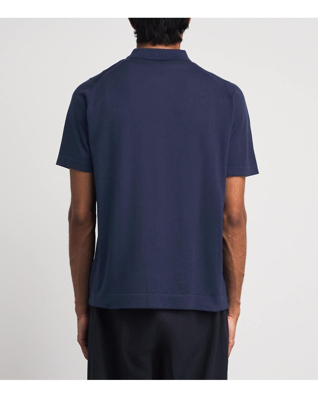John Smedley Blue Merino Wool Polo Shirt for men
