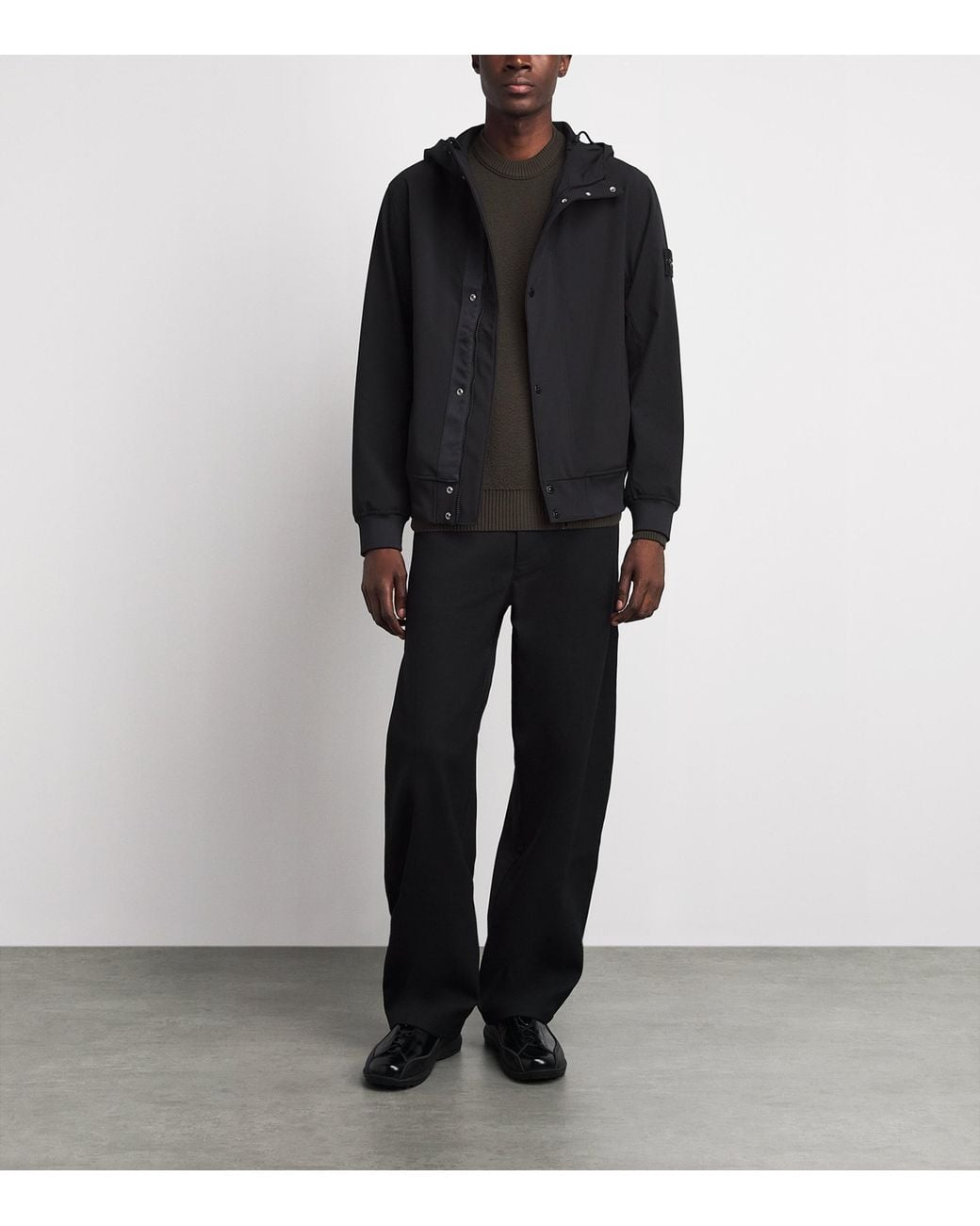 Stone Island Black Virgin Wool Compass Sweater for men