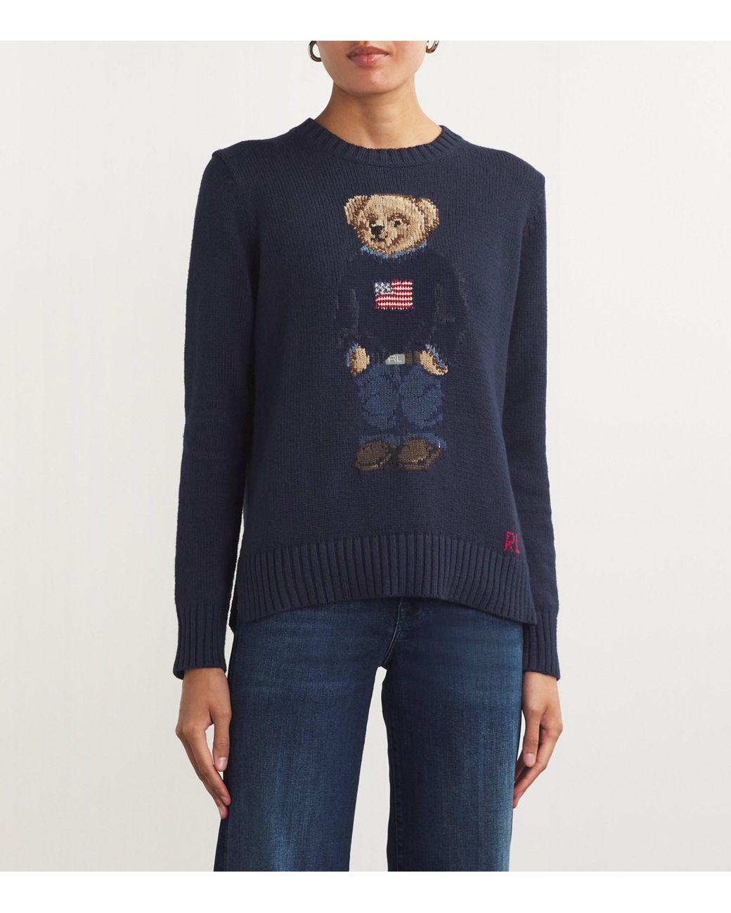 Polo Ralph Lauren Blue Polo Bear Cotton-linen Sweater