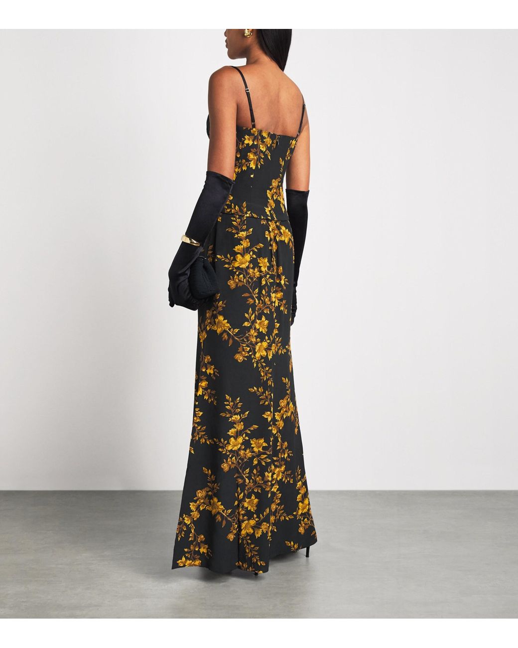 Rebecca Vallance Green Silk Sunblush Bloom Maxi Dress