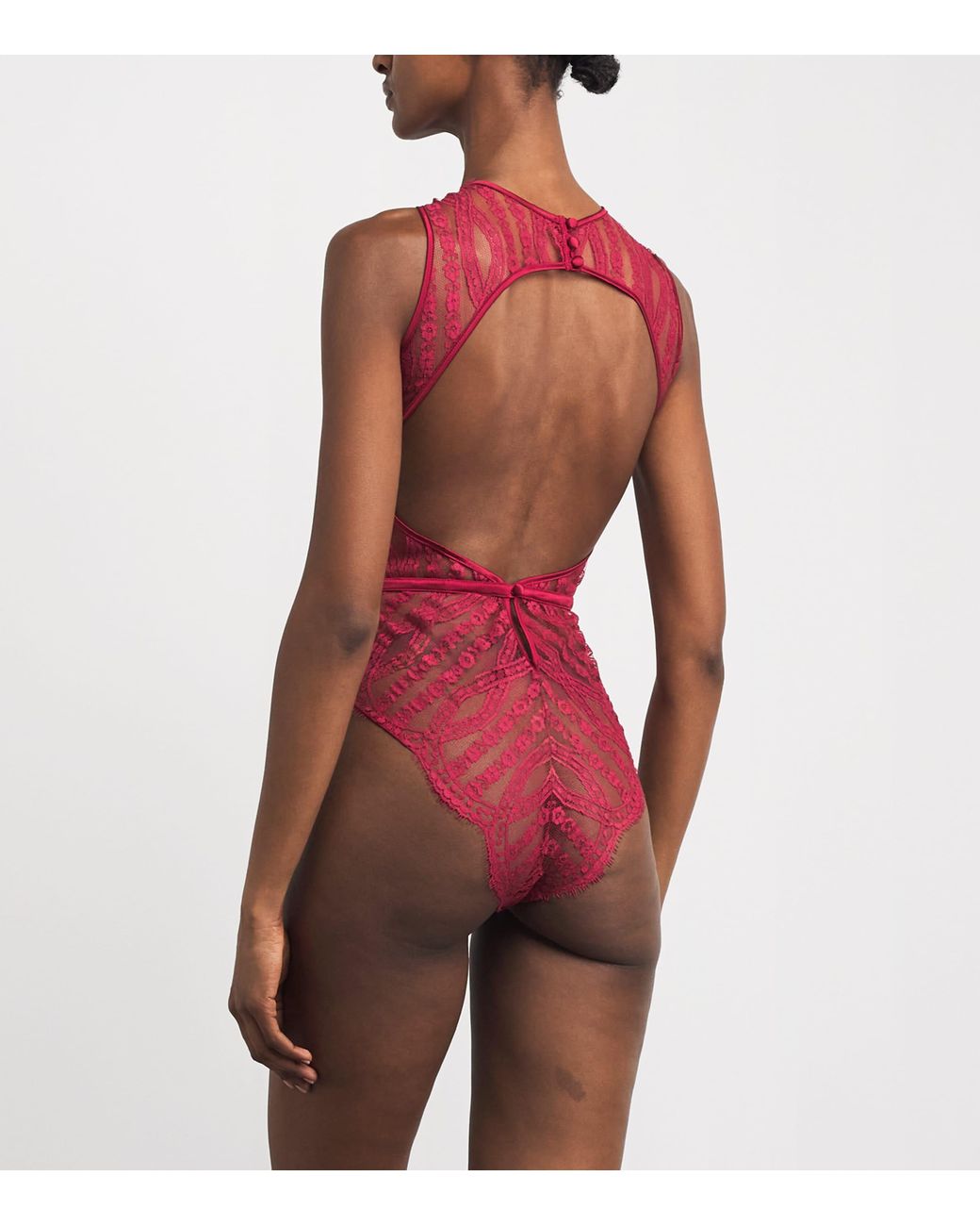 Coco De Mer Red Lace Renata Bodysuit