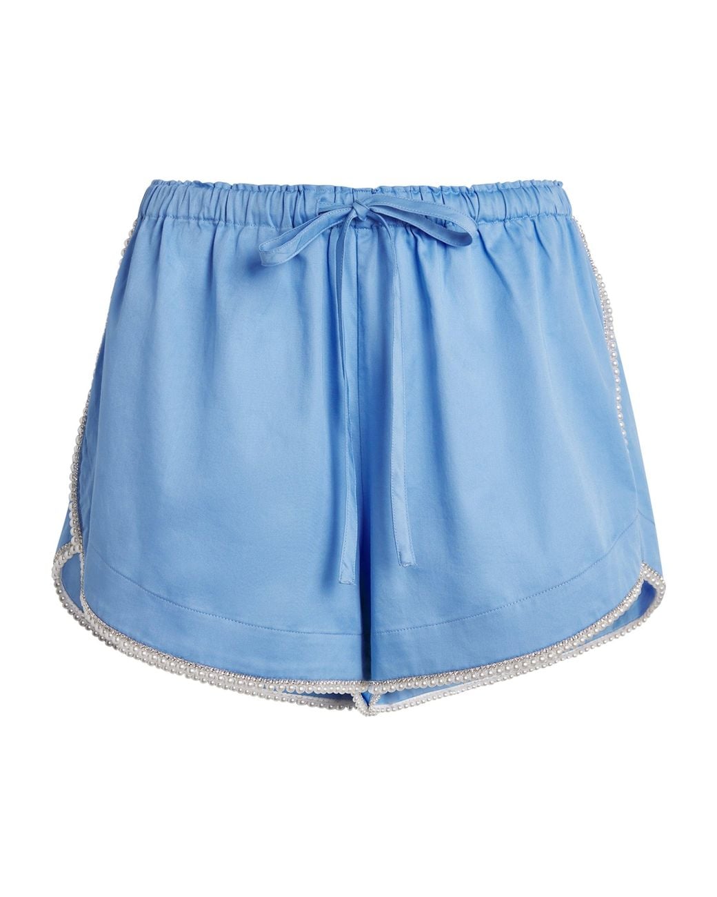 Sandro Blue Faux Pearl-Trim Shorts