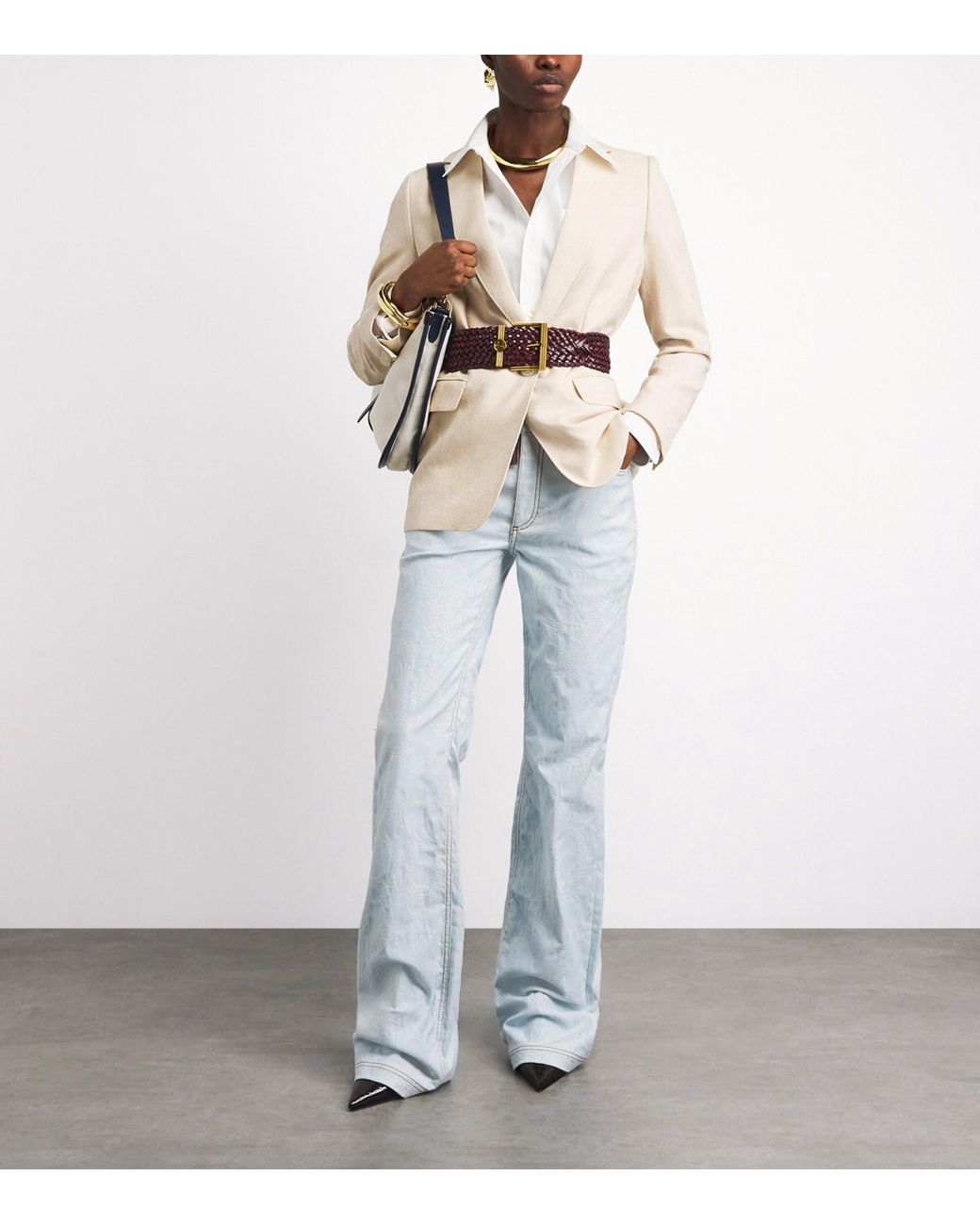 Etro Purple Leather Woven Coin Buckle Belt