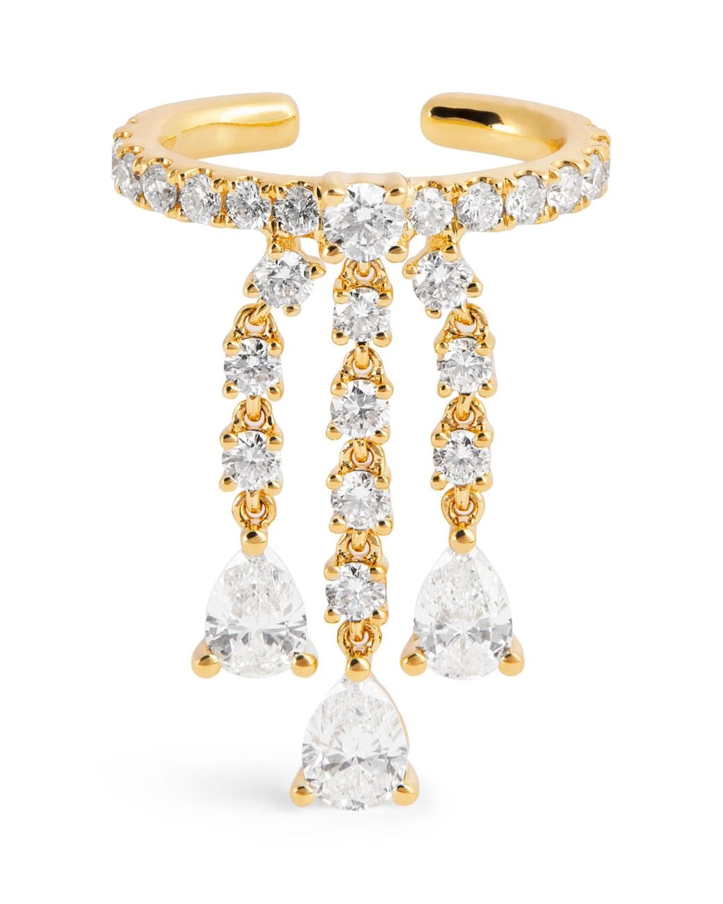 Anita Ko Metallic And Diamond Fringe Single Ear Cuff