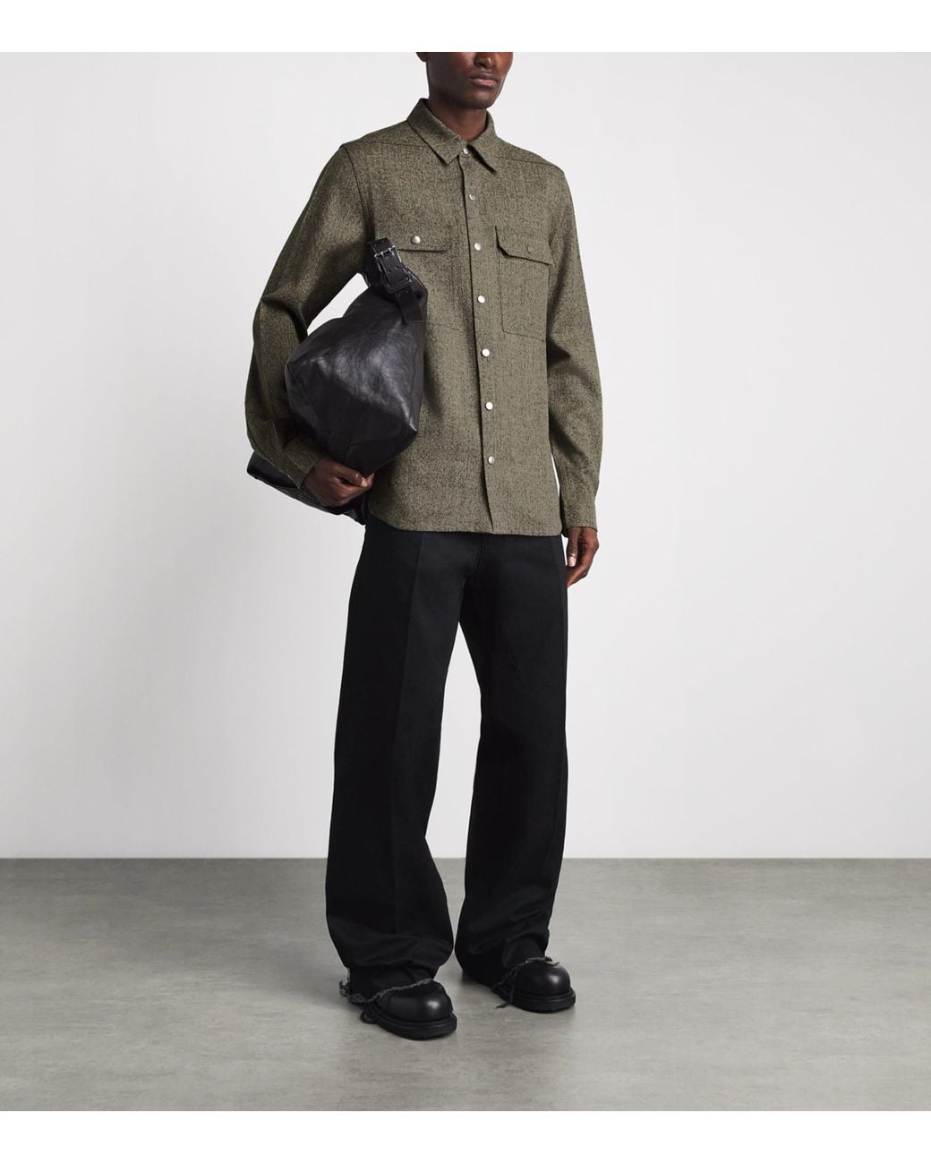 Rick Owens Green Wool Overshirt for men