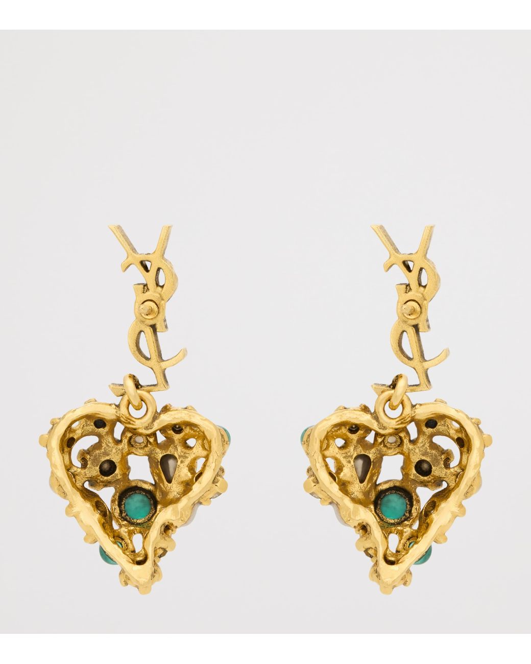 Saint Laurent Metallic Cassandre Heart Clip-On Pendant Earrings for men