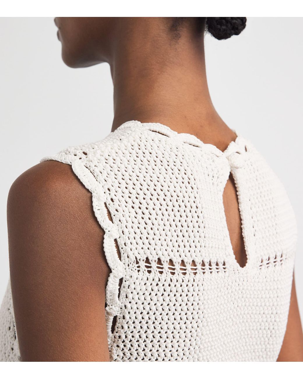 Erdem White Cotton Crochet Maxi Dress