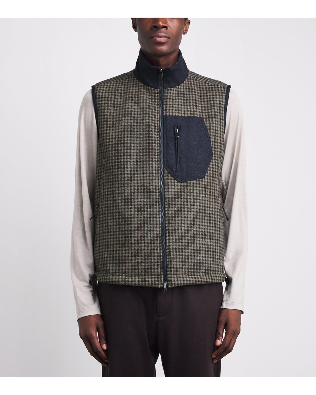 Sease Gray Check Reversible Gilet for men