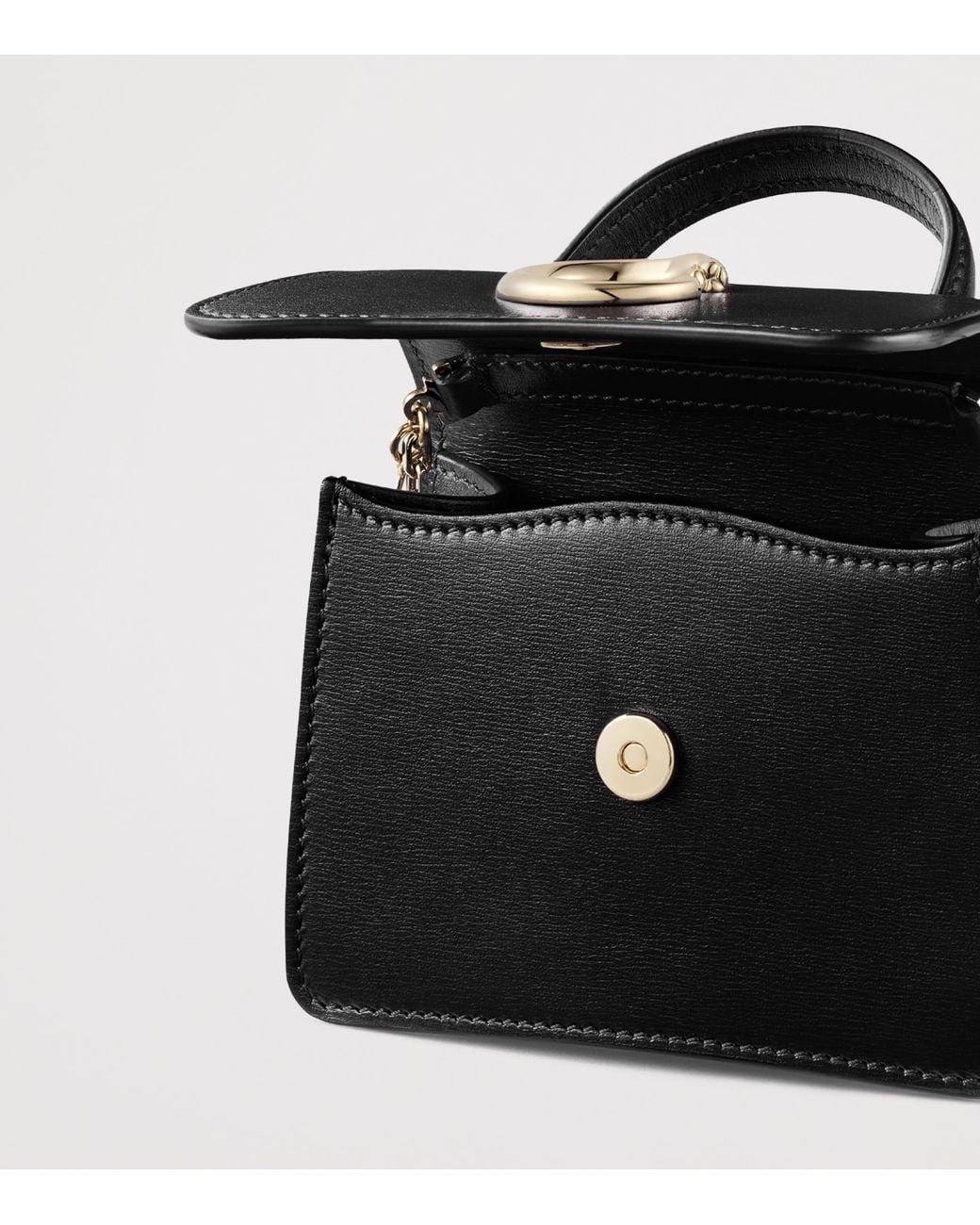 Cartier Black Micro Lambskin Panthère C De Top-Handle Bag