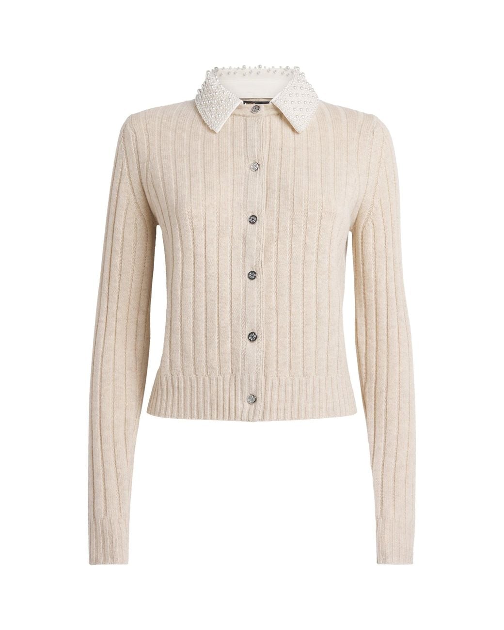 Maje Natural Wool-Blend Embellished Cardigan
