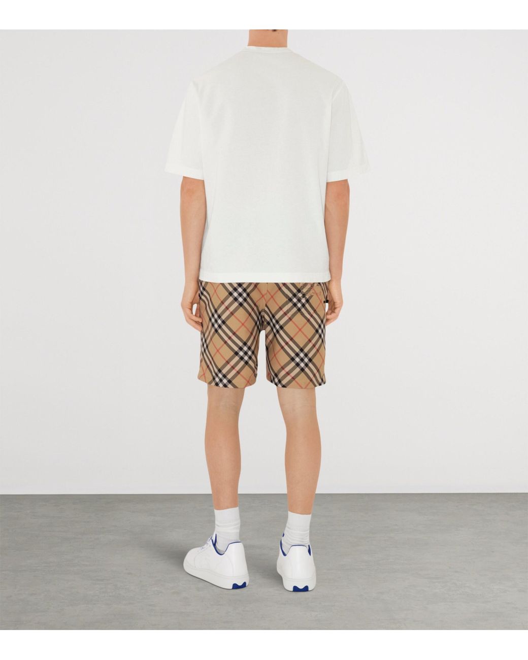 Burberry Natural Woven Twill Check Shorts for men