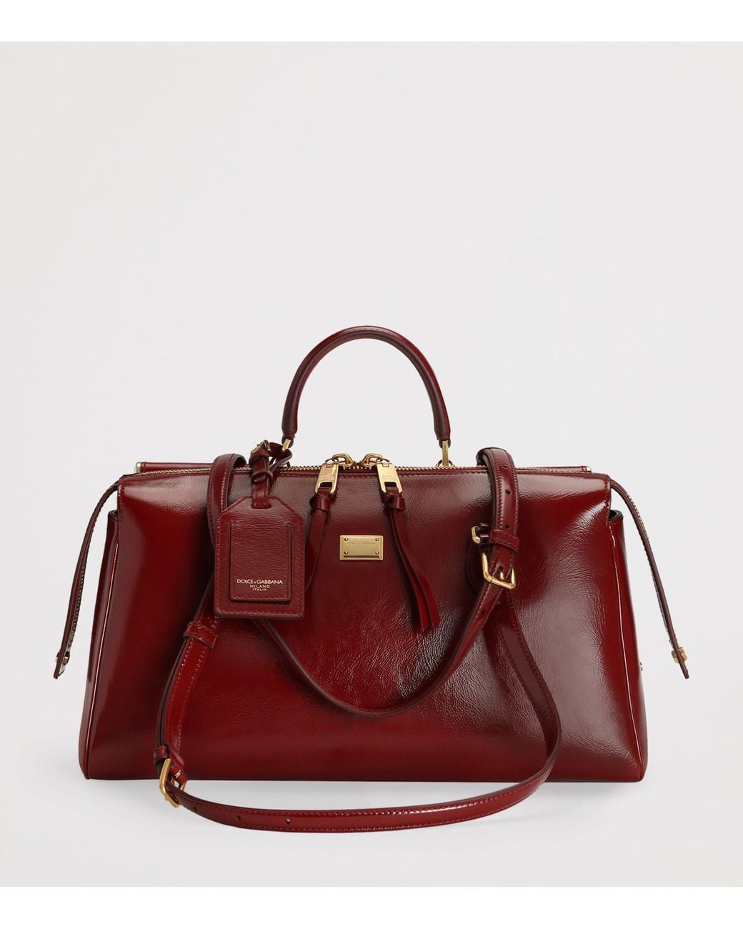 Dolce & Gabbana Red Medium Calfskin Vittoria Top-Handle Bag