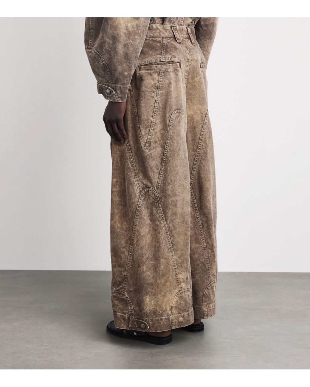 IM MEN Brown Cotton Elements Wide-Leg Trousers for men