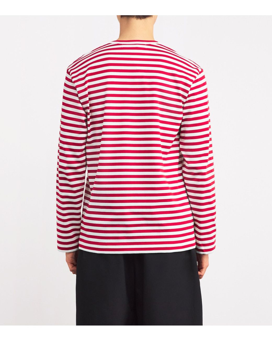 COMME DES GARÇONS PLAY Red Striped Heart Logo T-Shirt for men