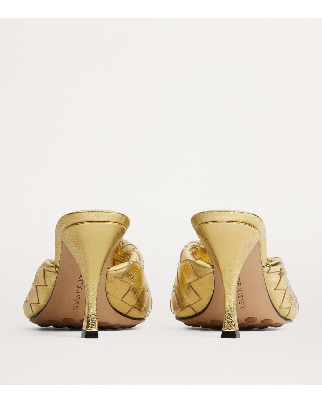 Bottega Veneta Metallic Leather Intrecciato Blink Mules 80