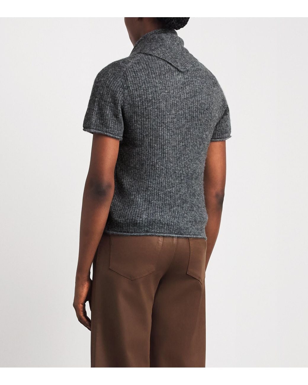 ME+EM Gray Wool-Blend Scarf Half-Zip T-Shirt