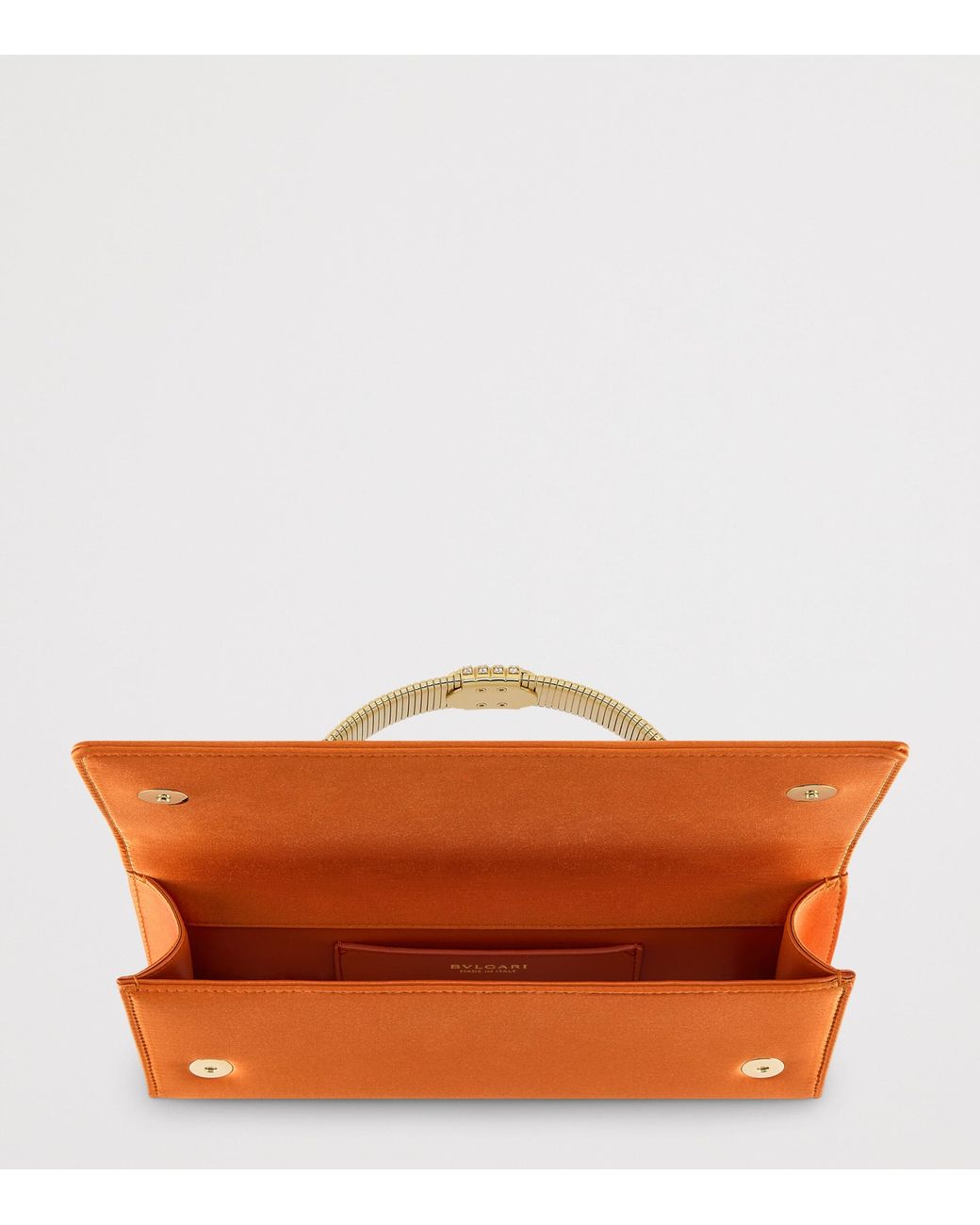 BVLGARI Orange Satin Tubogas Evening Clutch Bag