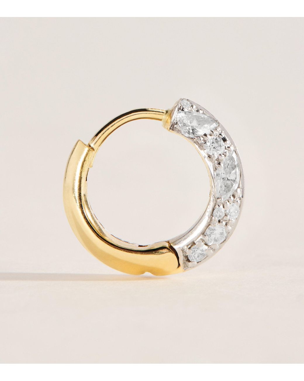 Jade Trau Natural Mini And Diamond Frankie Huggie Hoops