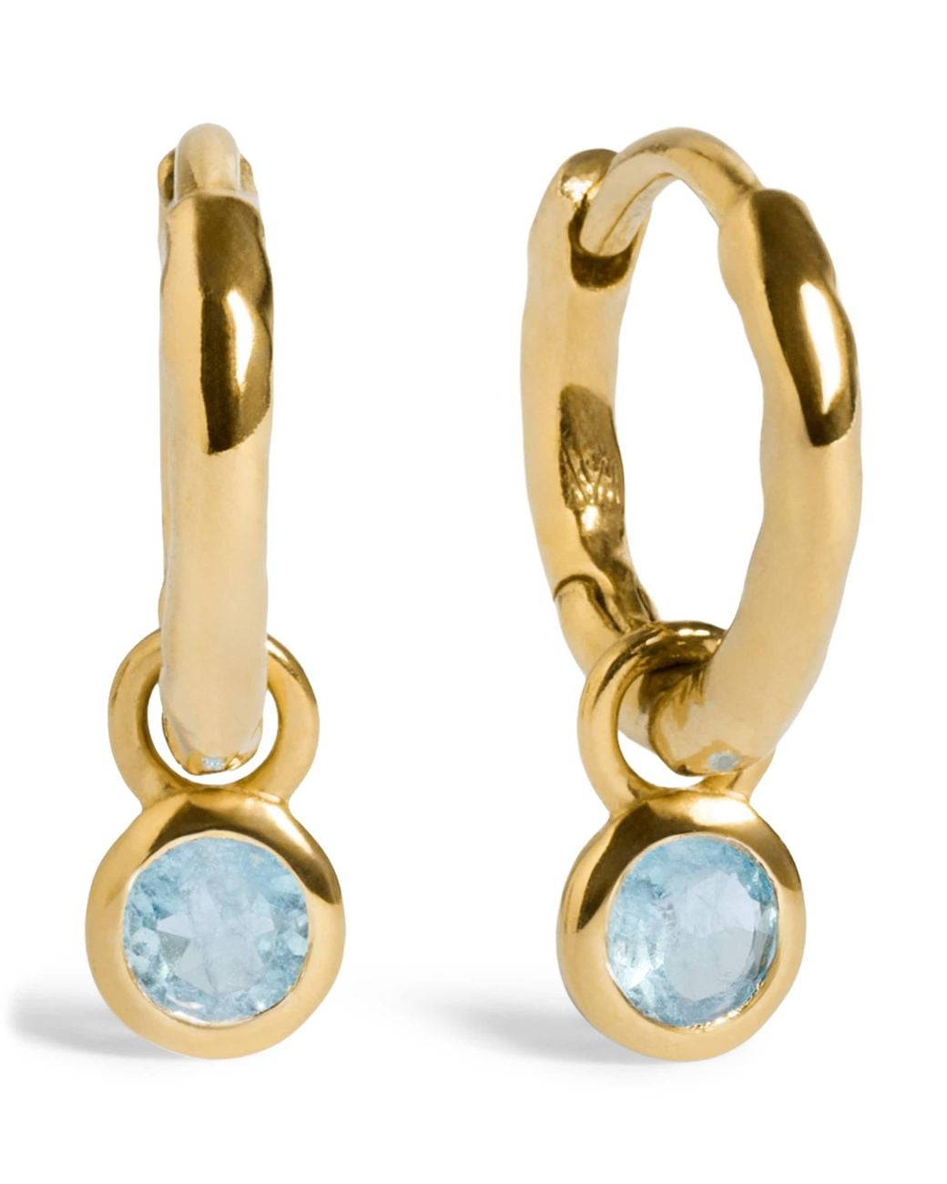 Monica Vinader Metallic Vermeil And Aquamarine March Birthstone Huggie Earrings