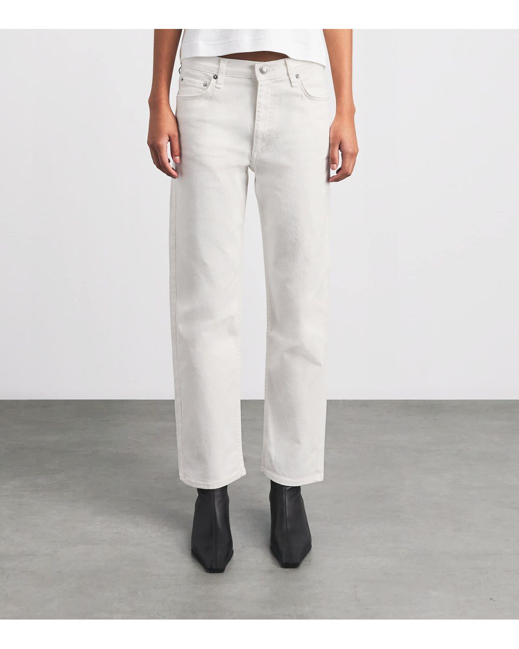 Rag & Bone White Harlow Mid-Rise Straight Jeans