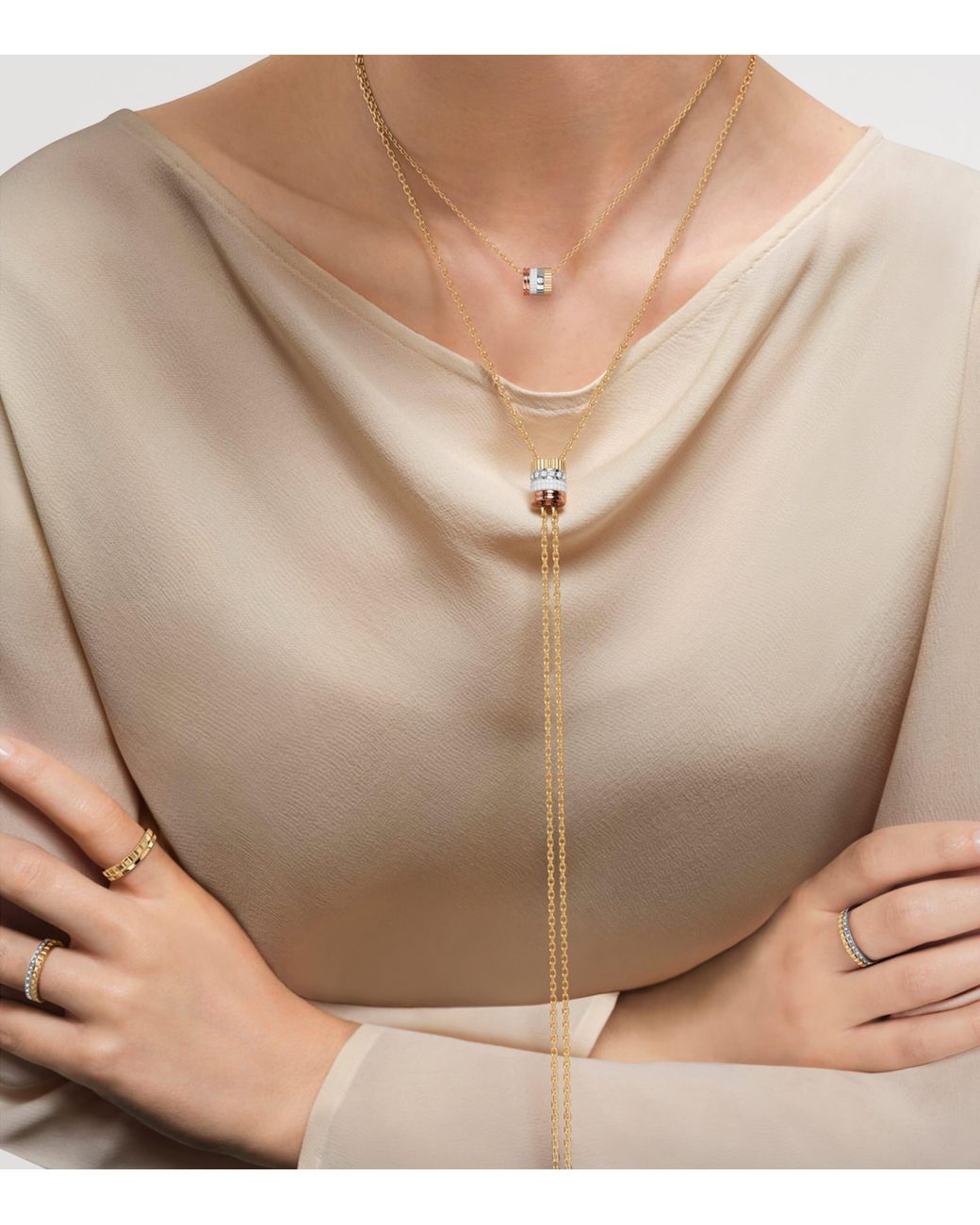 Boucheron Metallic Mixed And Diamond Quatre Edition Necklace