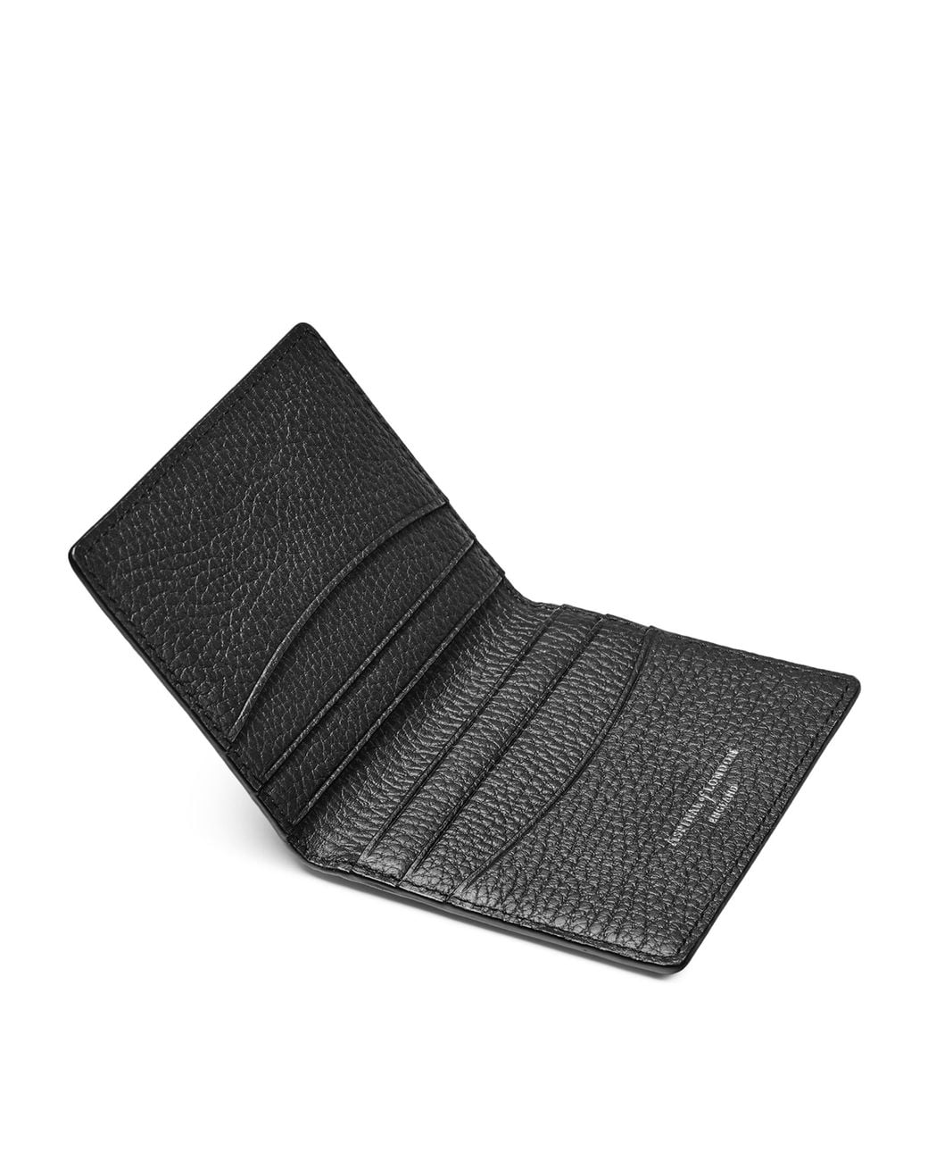 Aspinal Black Leather Folded Card Holder for men