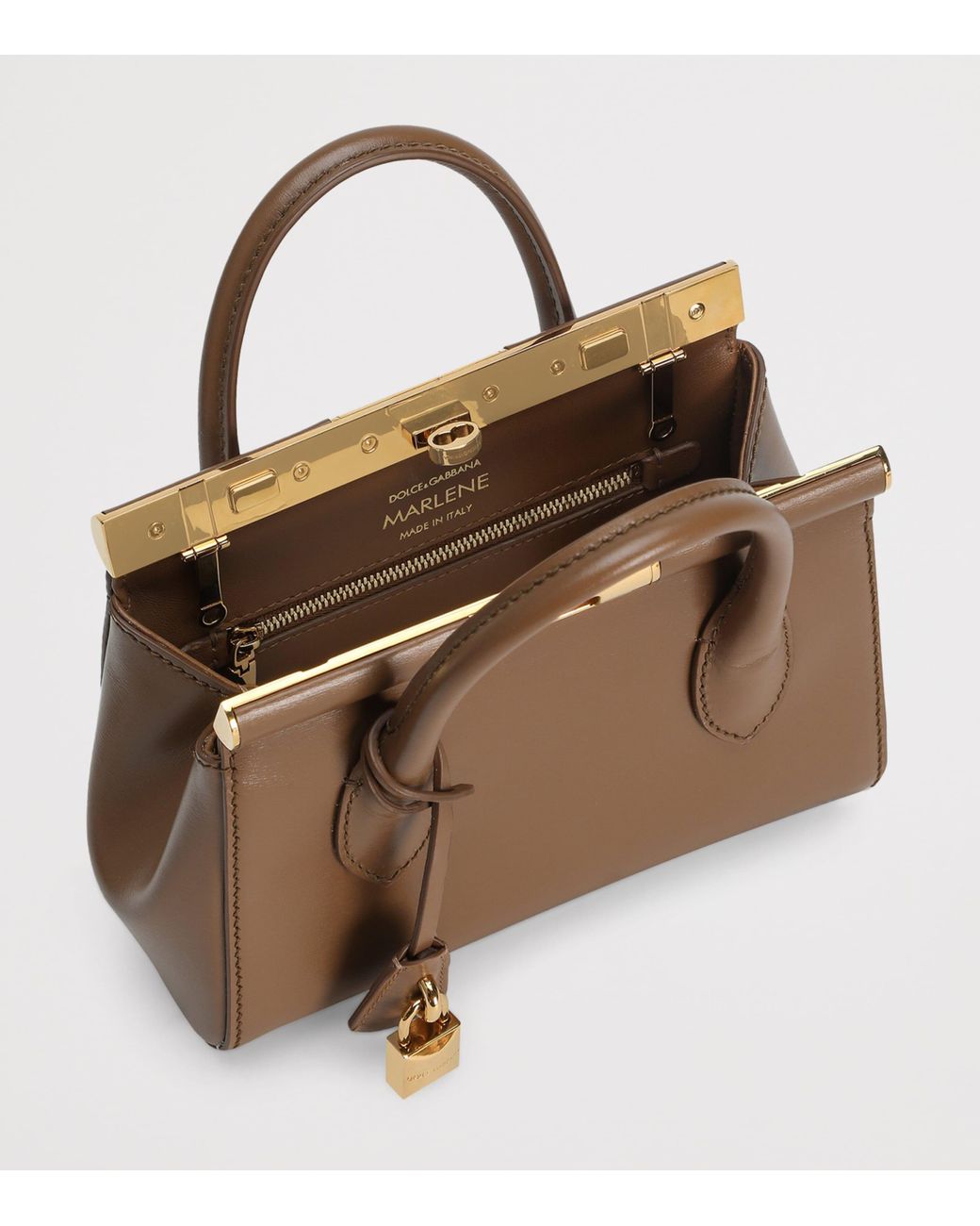Dolce & Gabbana Brown Mini Leather Marlene Top-Handle Bag