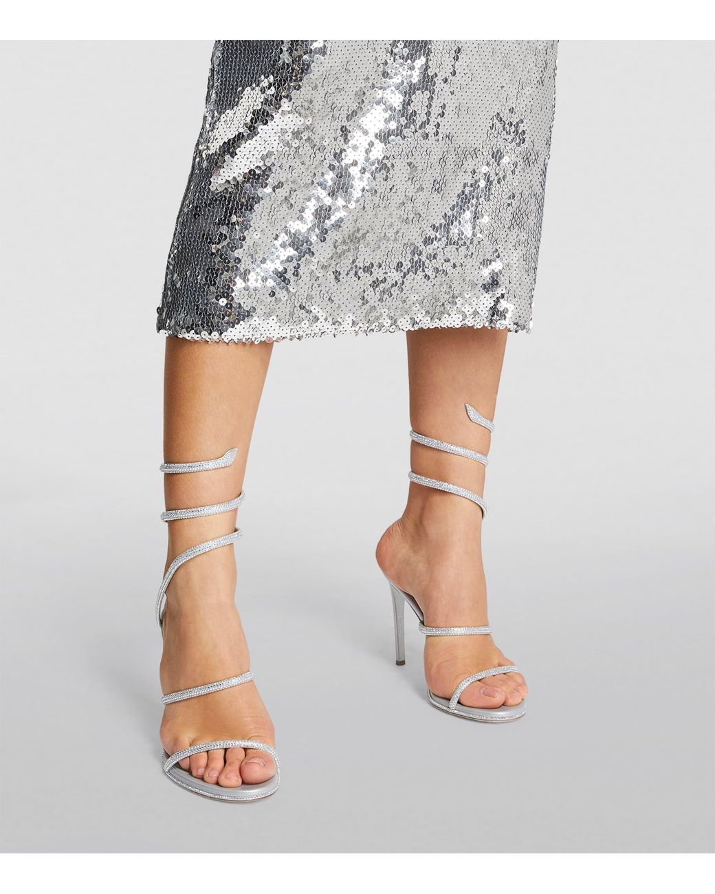 Rene Caovilla White Embellished Cleo Sandals 105