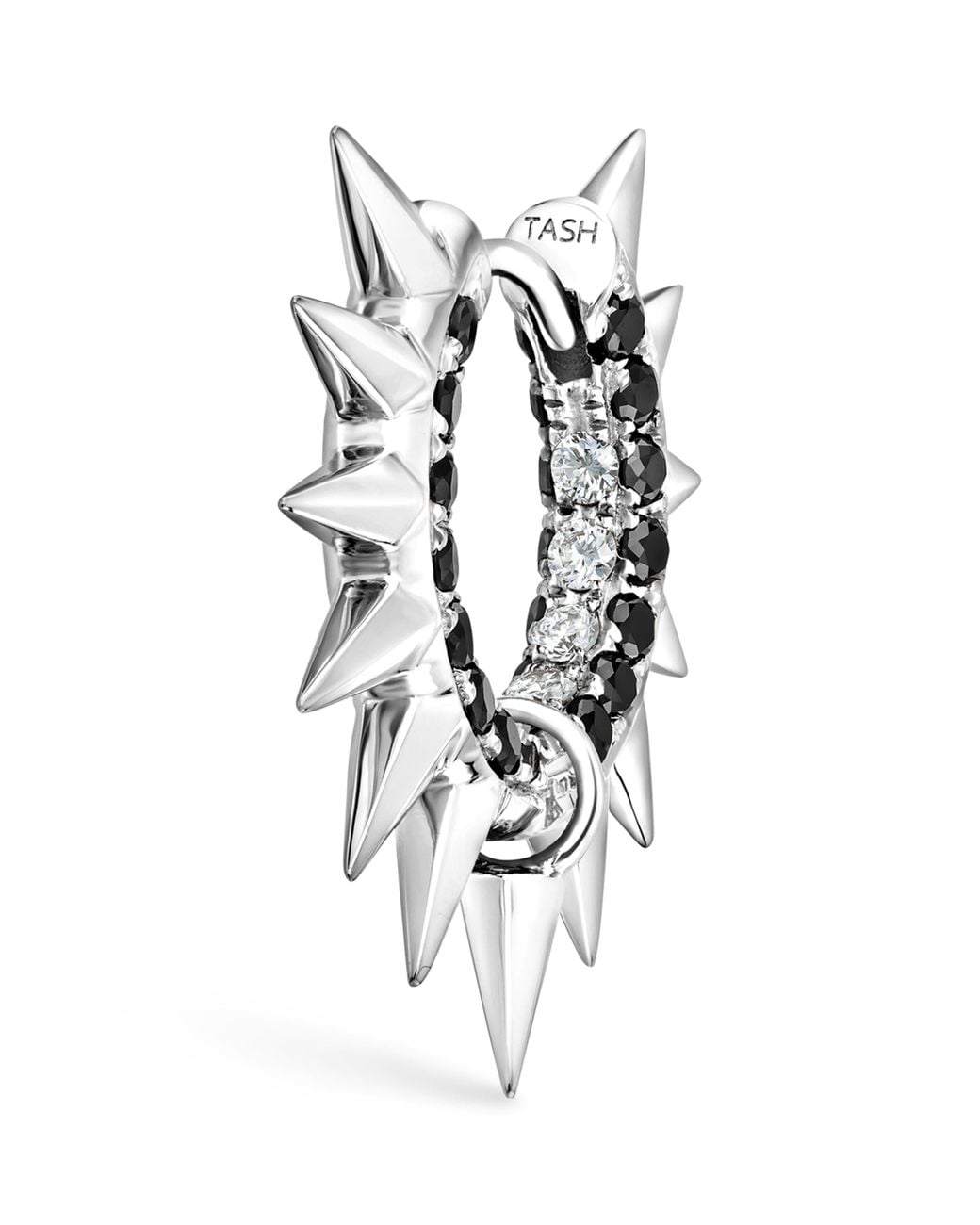 Maria Tash White And Diamond Pavé Metal Mohawk Hoop Earring
