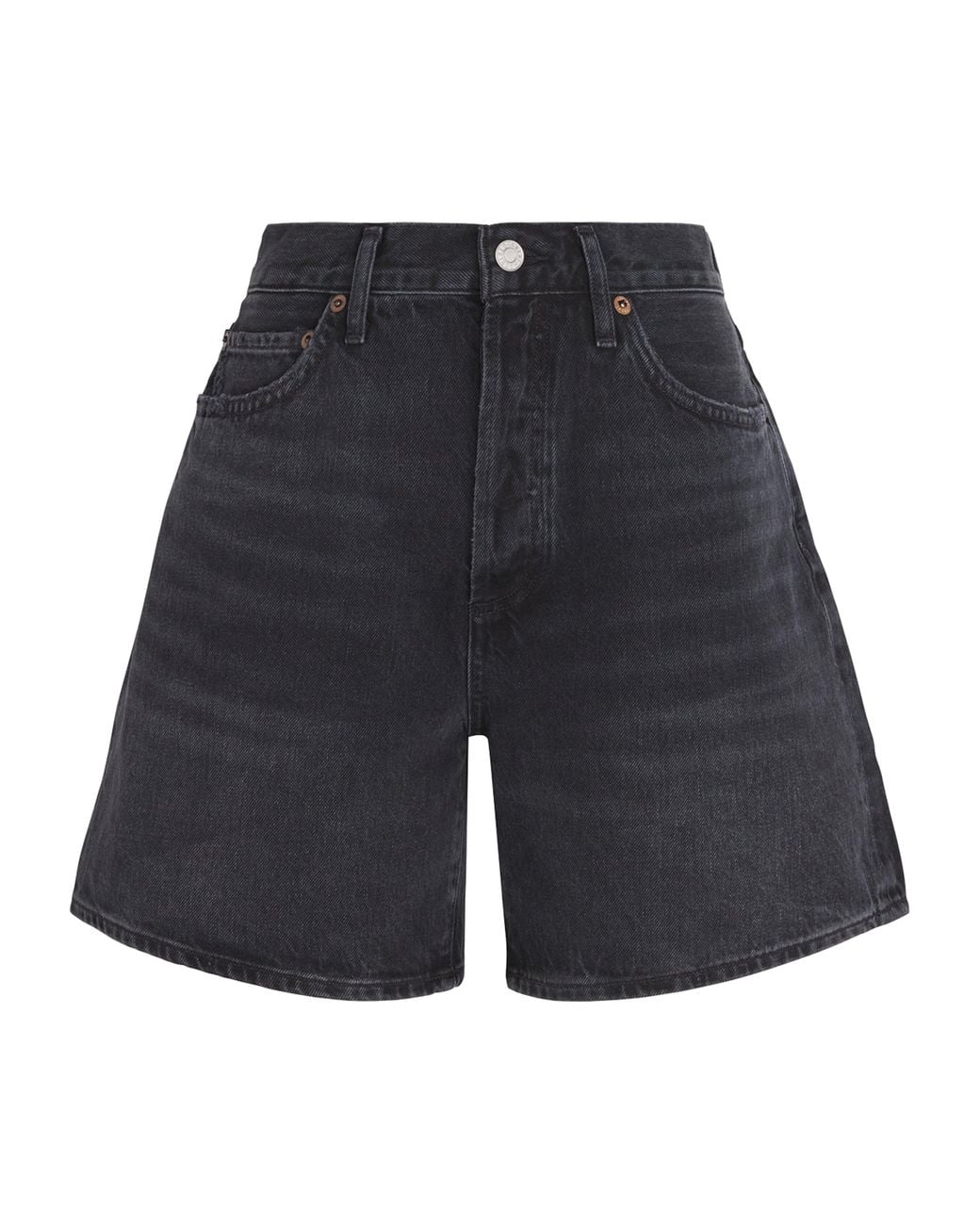 Agolde Blue Denim Dame Wide-Leg Shorts