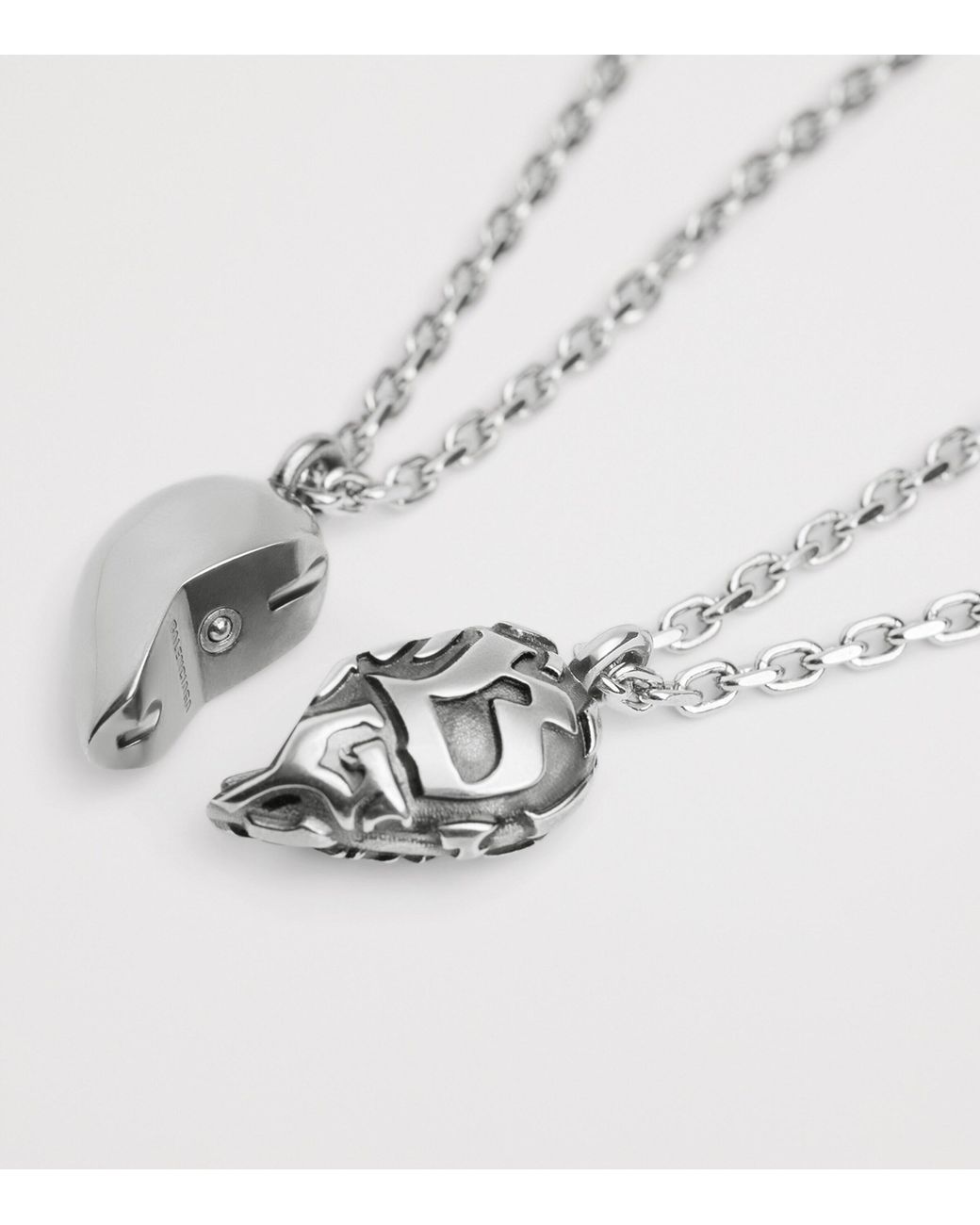 Balenciaga Metallic Engraved Midnight Friendship Necklace