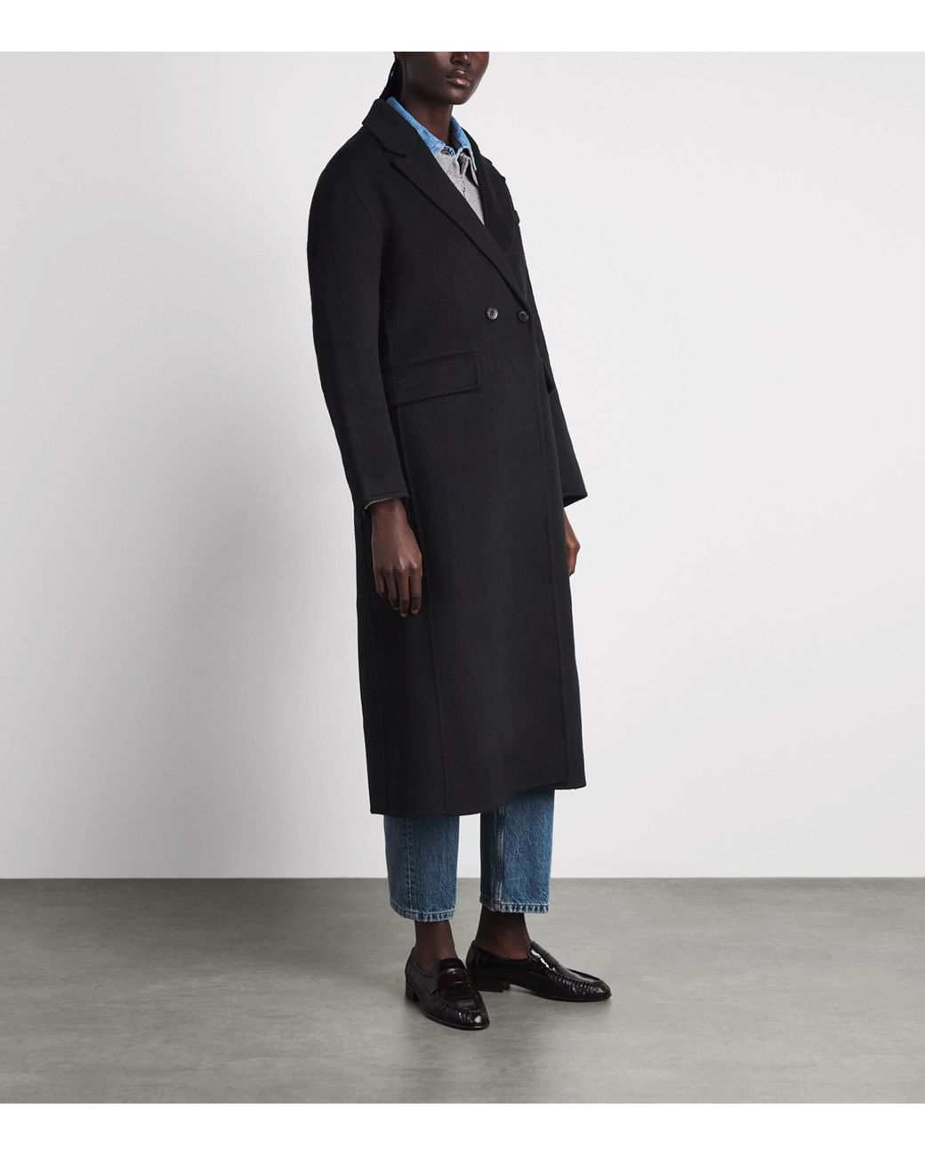 Sandro Black Wool Longline Coat