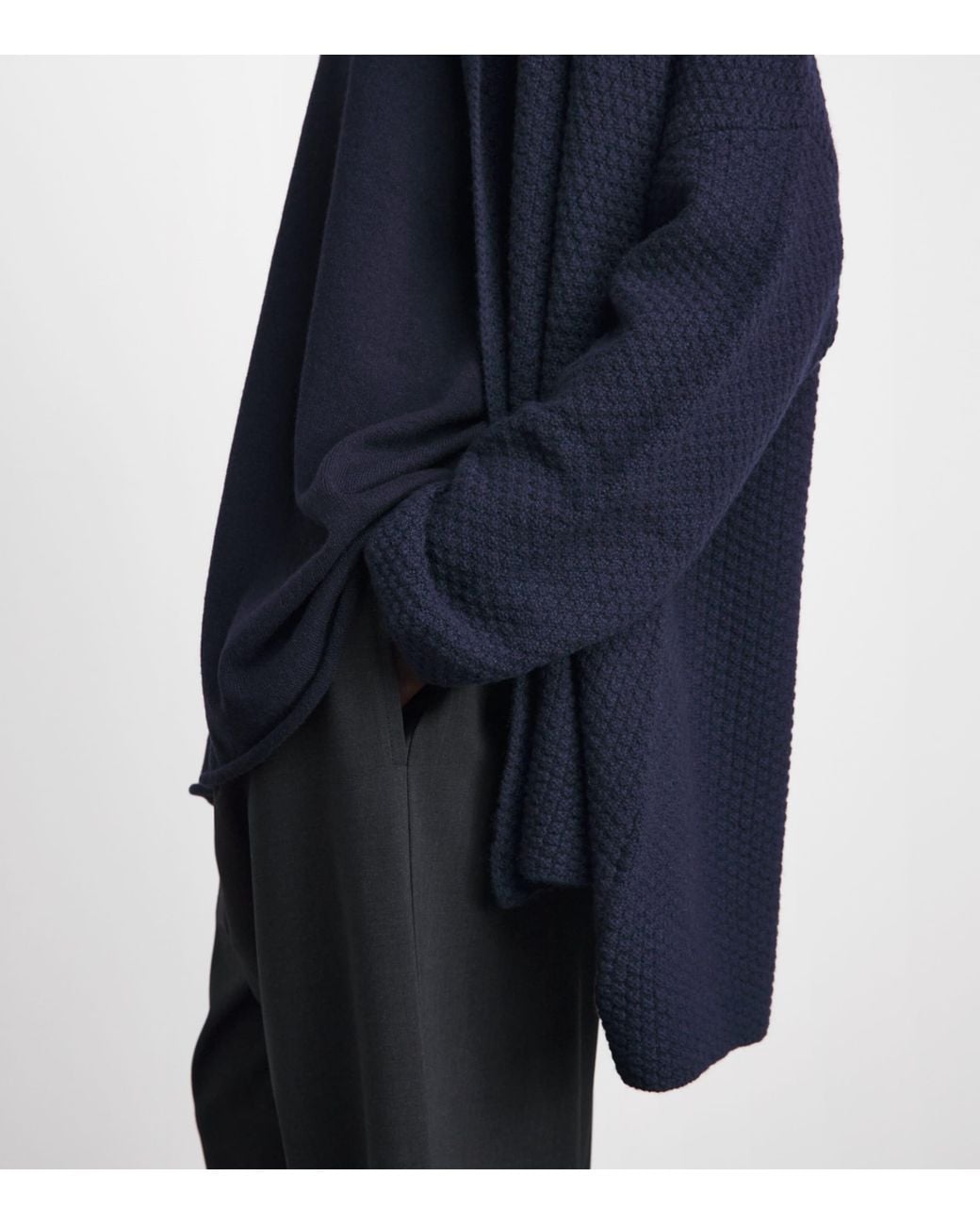 Eskandar Blue Cashmere Shawl Cardigan