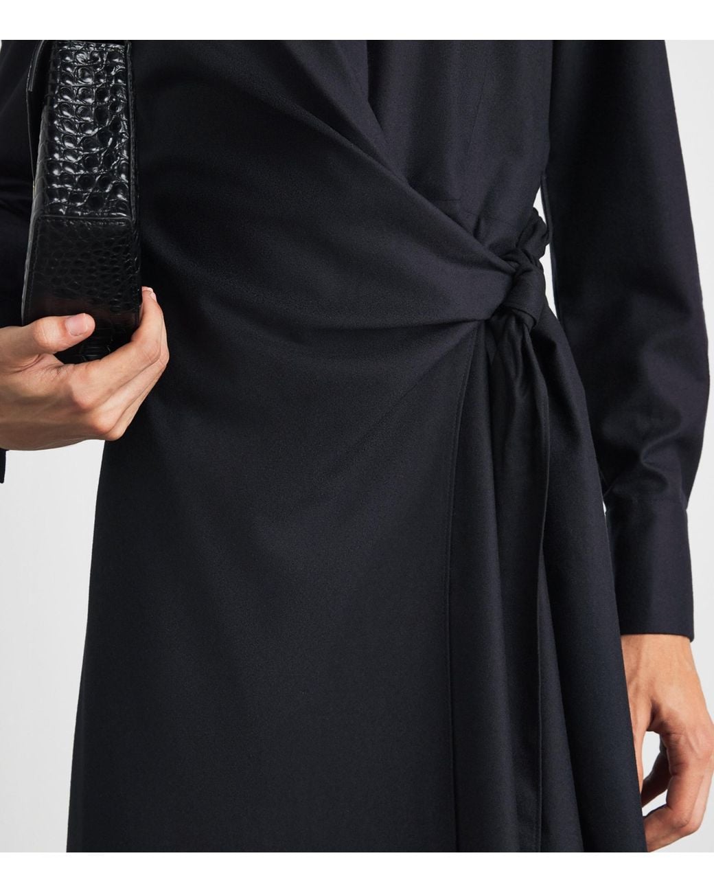 Lafayette 148 New York Blue Cotton Tie-Front Midi Shirt Dress