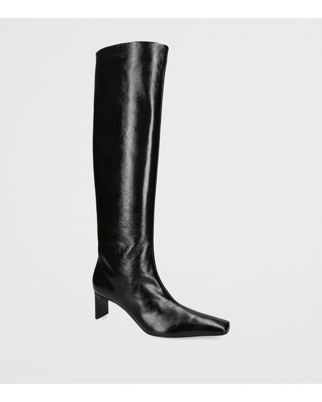 Khaite Black Leather Ona Knee-High Boots 55