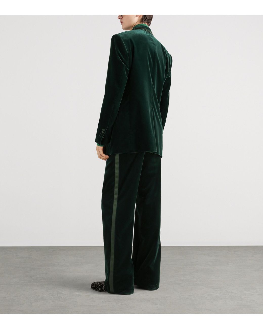 Dolce & Gabbana Black Velvet Wide-Leg Trousers for men