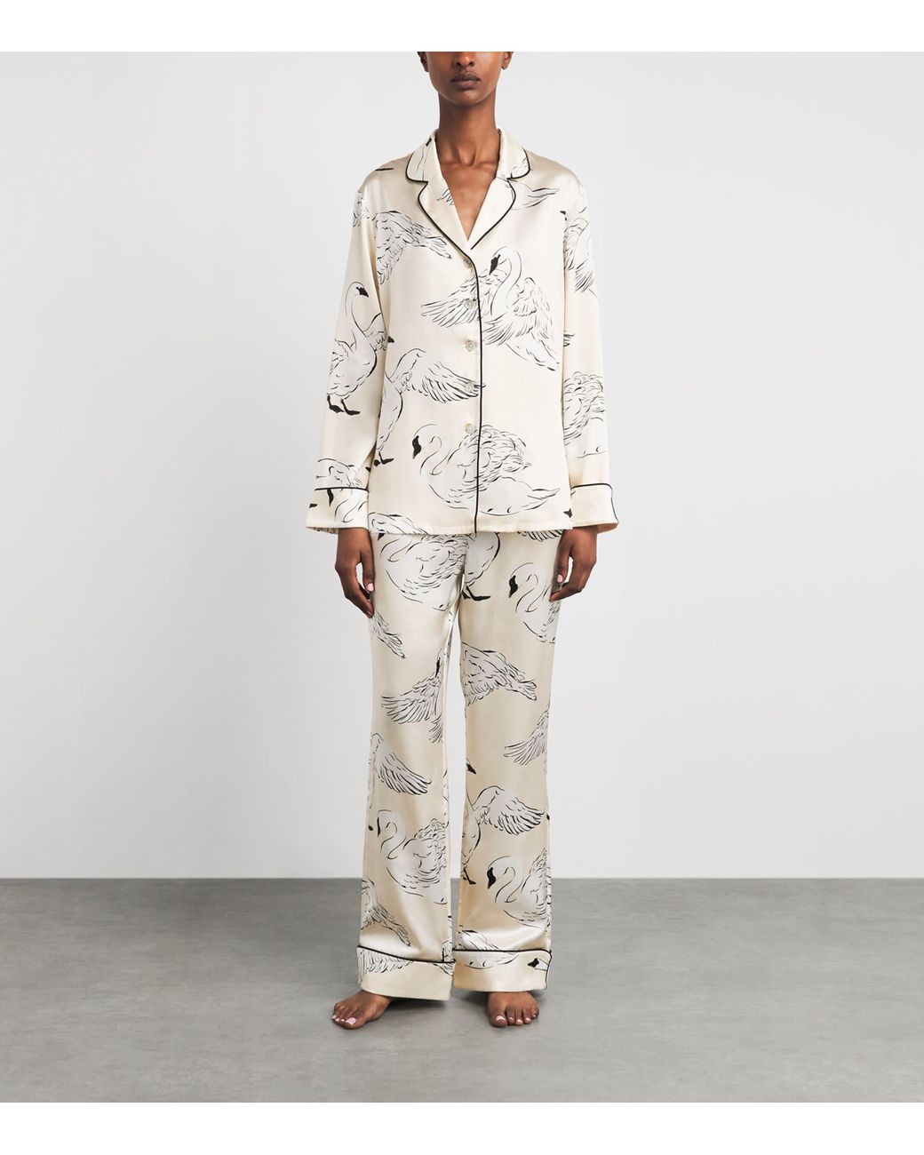 Olivia Von Halle White Silk Lila Blanca Swan Pyjamas